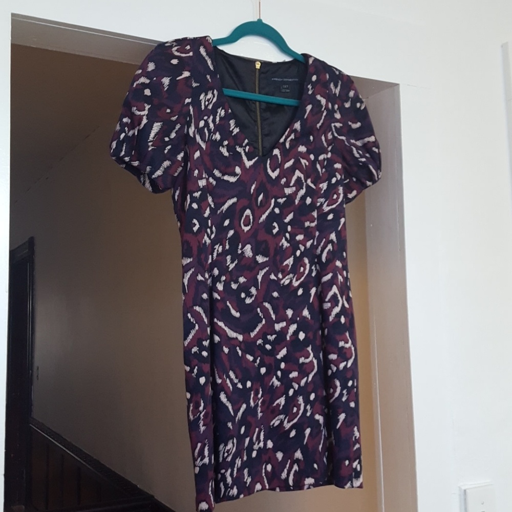 Mini dress purple fushia navy blue print